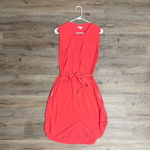 GAP Vibrant Coral Midi Dress with pockets - Picture 1 of 11
